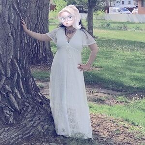 NWOT Maxi lace white dress size L